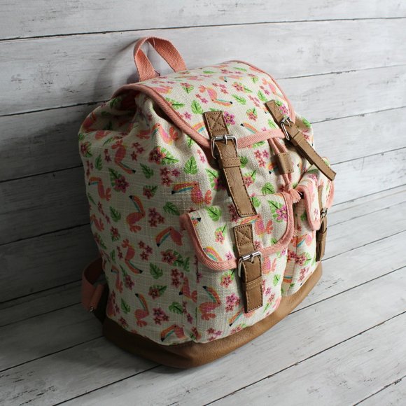 Candie\'s Women\'s Canvas Backpack Bucket Handbag Tropical Toucan Birds main image 8